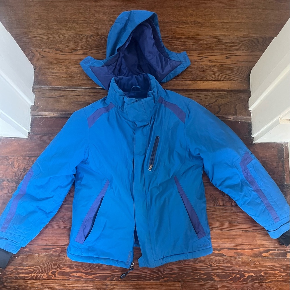 L.L. Bean Vibrant Blue Jacket with Purple Interior. Size 10-12